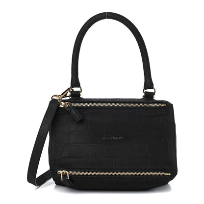 Givenchy Nubuck Crocodile Embossed Small Pandora Black 1 of 9
