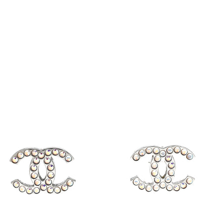 Chanel Iridescent Crystal CC Earrings Silver Multicolor 1 of 5