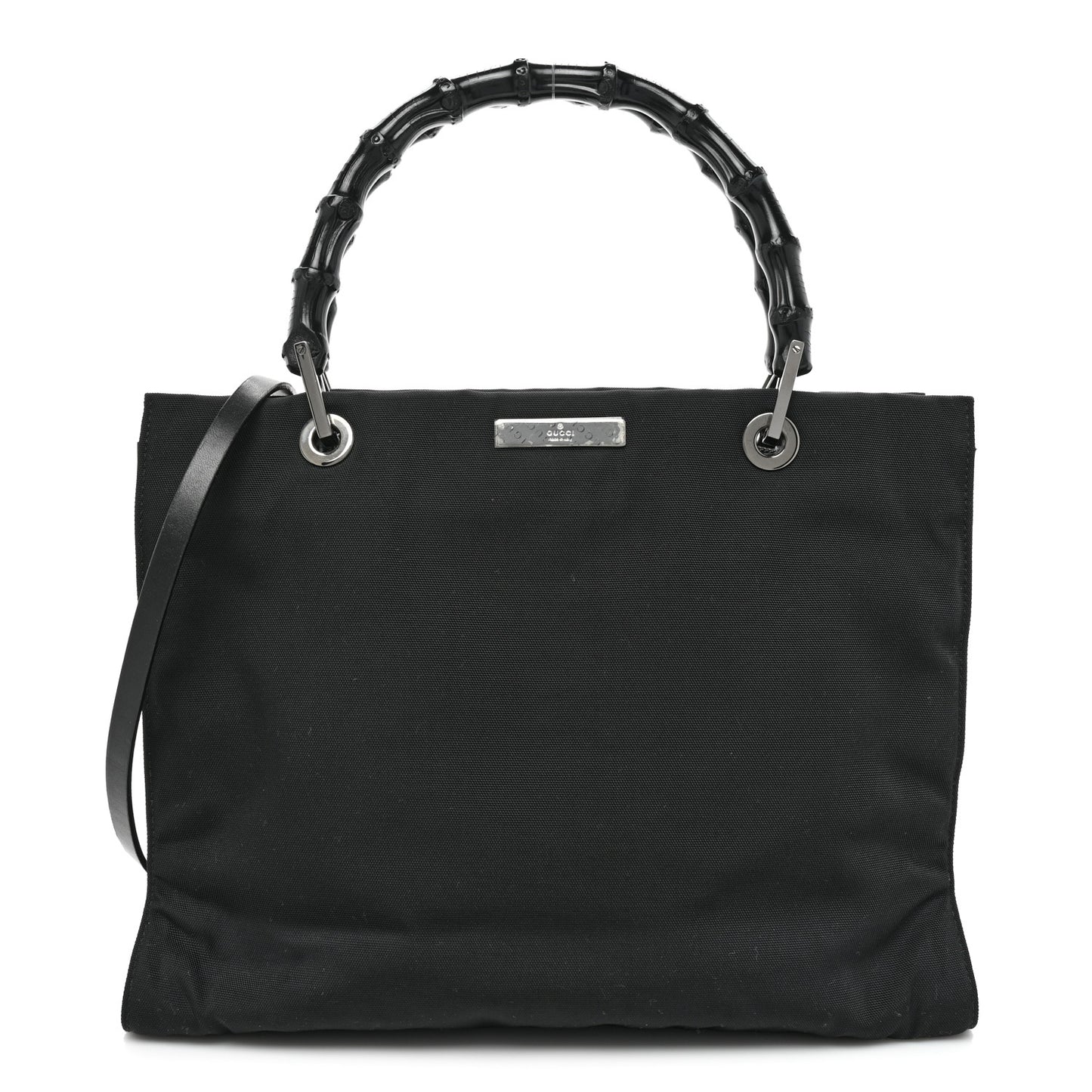 Nylon Bamboo Handle Bag Black