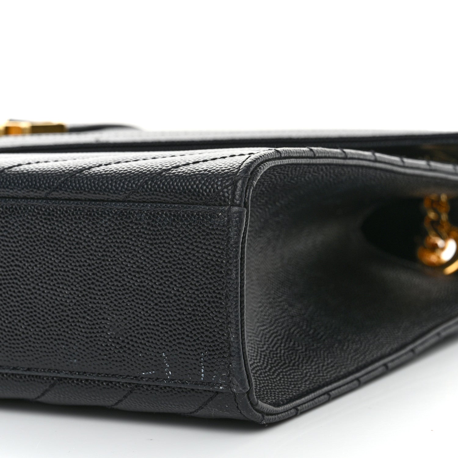 Saint Laurent Grain De Poudre Matelasse Chevron Large Monogram Satchel Black 11 of 14