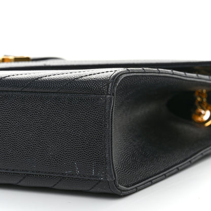 Saint Laurent Grain De Poudre Matelasse Chevron Large Monogram Satchel Black 11 of 14