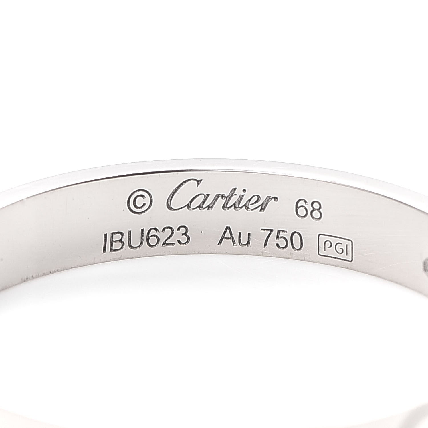 Cartier 18K White Gold 3.5mm LOVE Wedding Band Ring 68 12.25 4 of 6