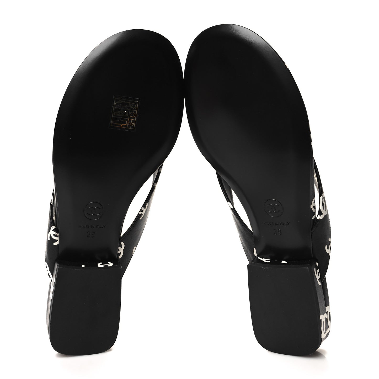 Printed Lambskin Coco Beach Thong Sandals 39 Black White