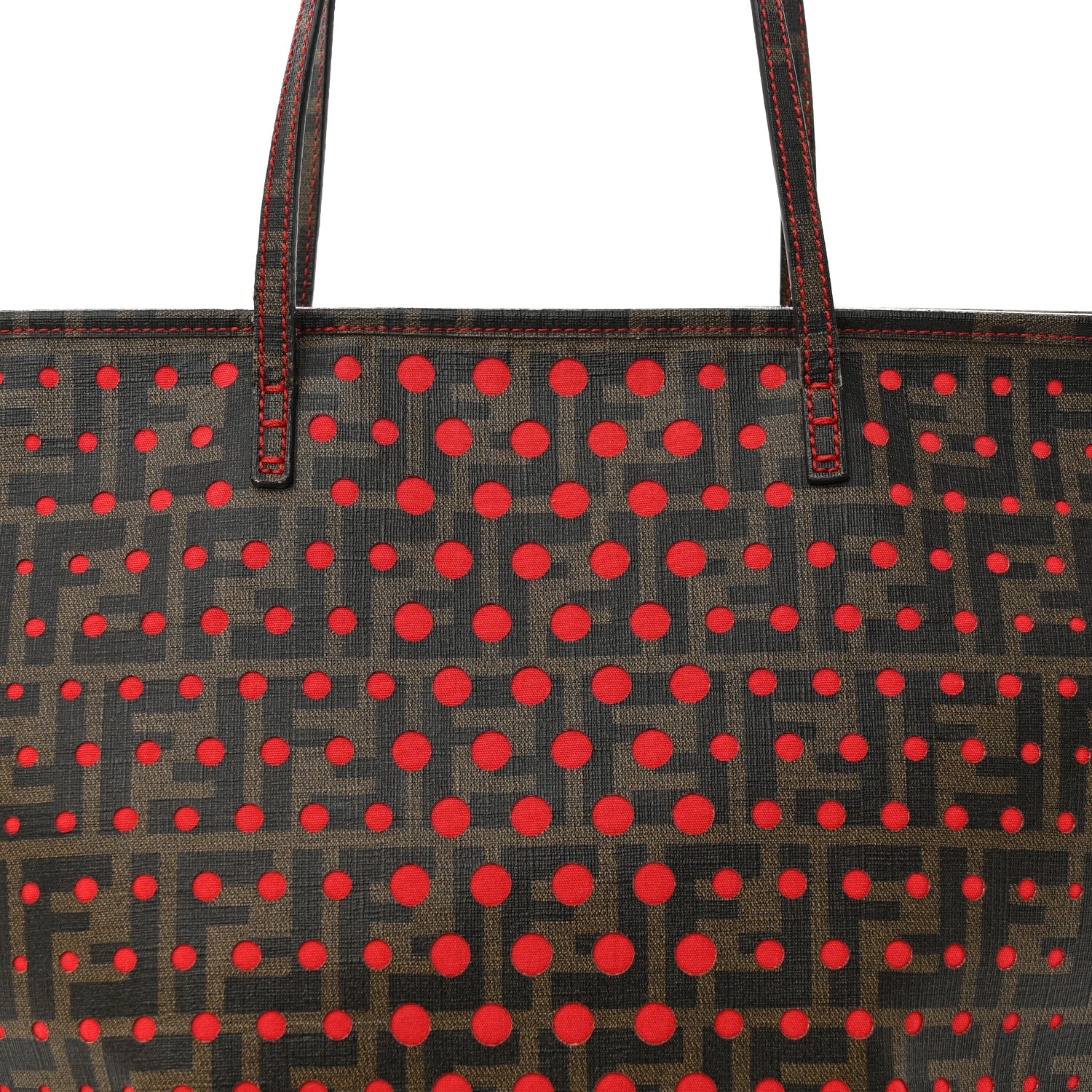 Fendi Zucca Spalmati Perforated Medium Roll Tote Tobacco Red 9 of 18