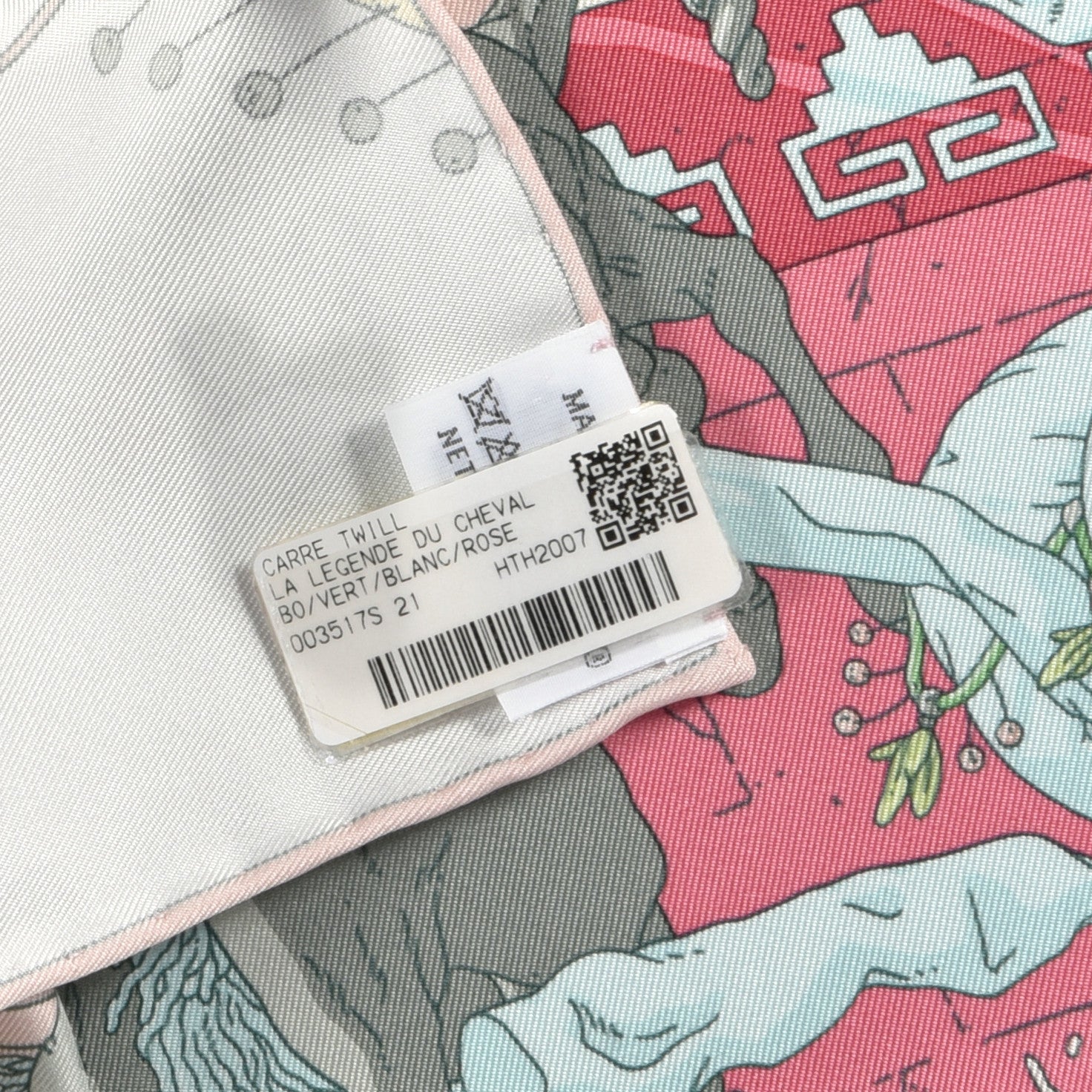 Hermes Silk La Legende Du Cheval Scarf 90 Vert White Rose 6 of 6