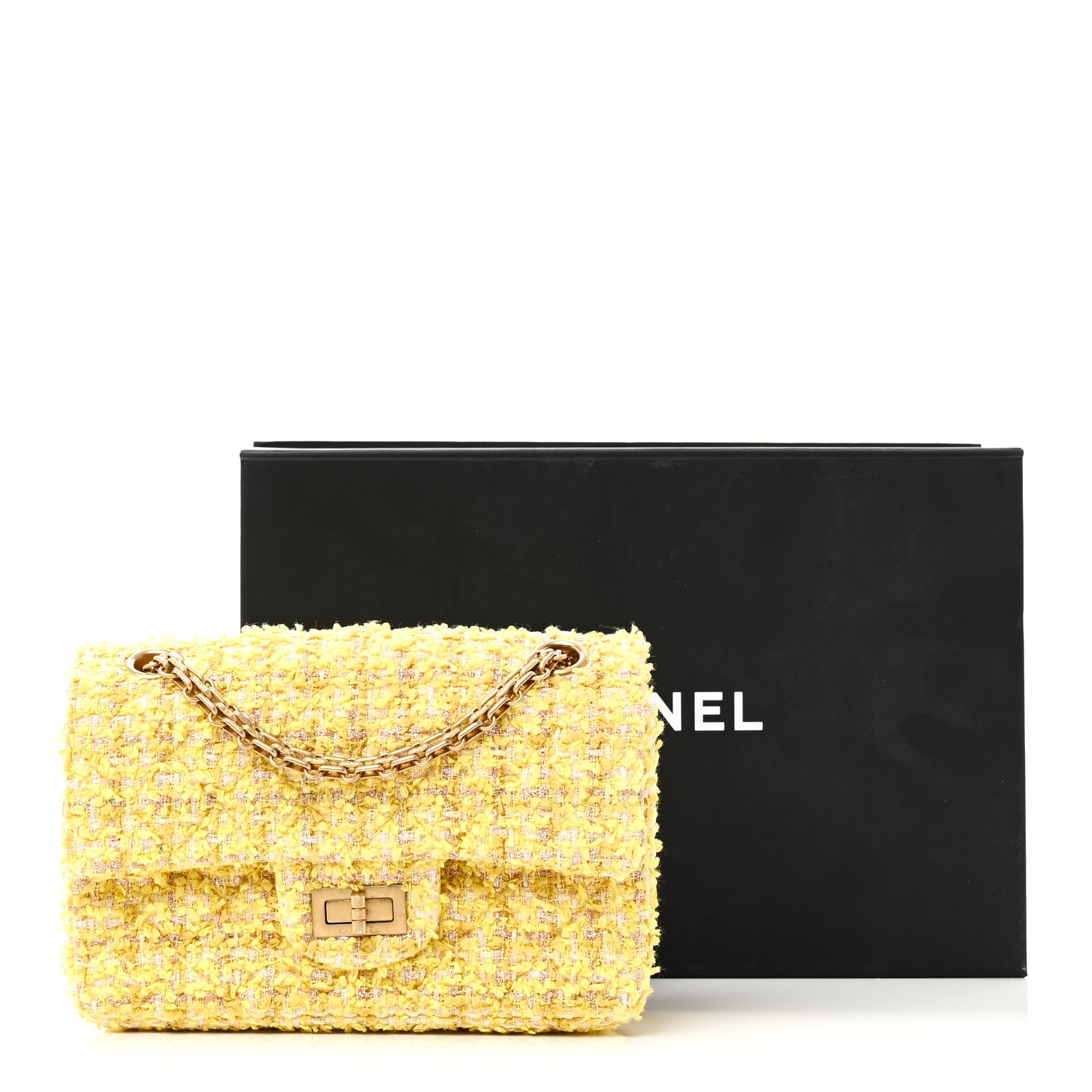 Chanel Tweed Quilted 2.55 Reissue Mini Flap Yellow 1850427
