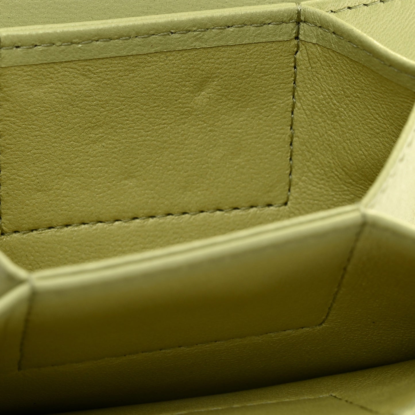 Lambskin Quilted Flap Card Holder On Chain Light Green