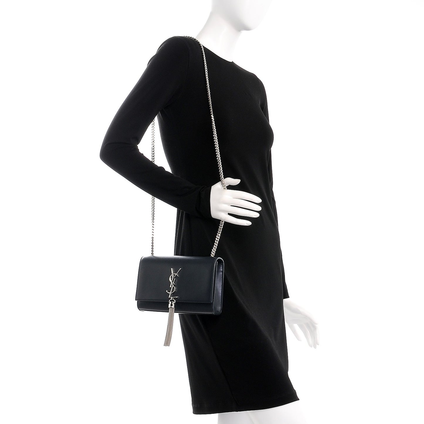 Calfskin Medium Classic Monogram Kate Tassel Satchel Coal