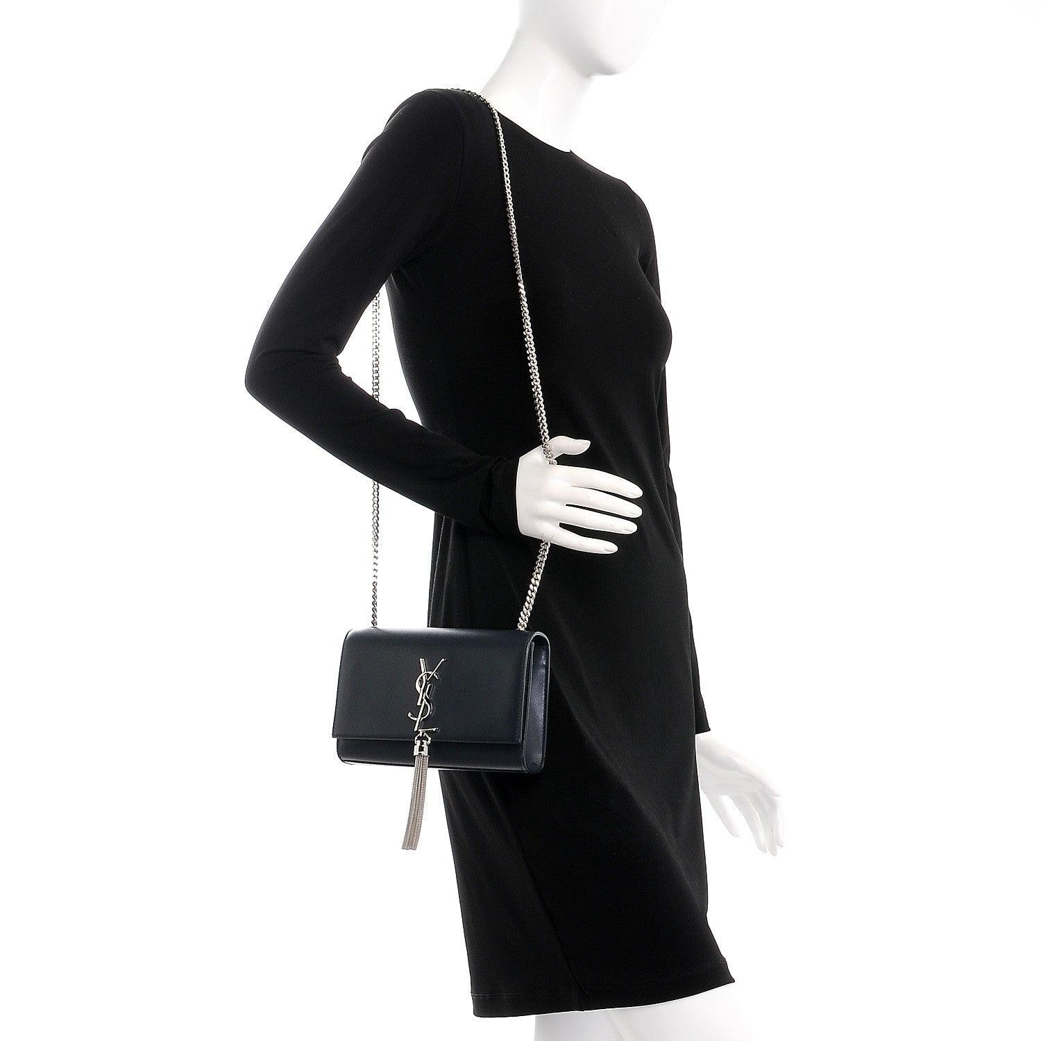 Saint Laurent Calfskin Medium Classic Monogram Kate Tassel Satchel Coal 2 of 6
