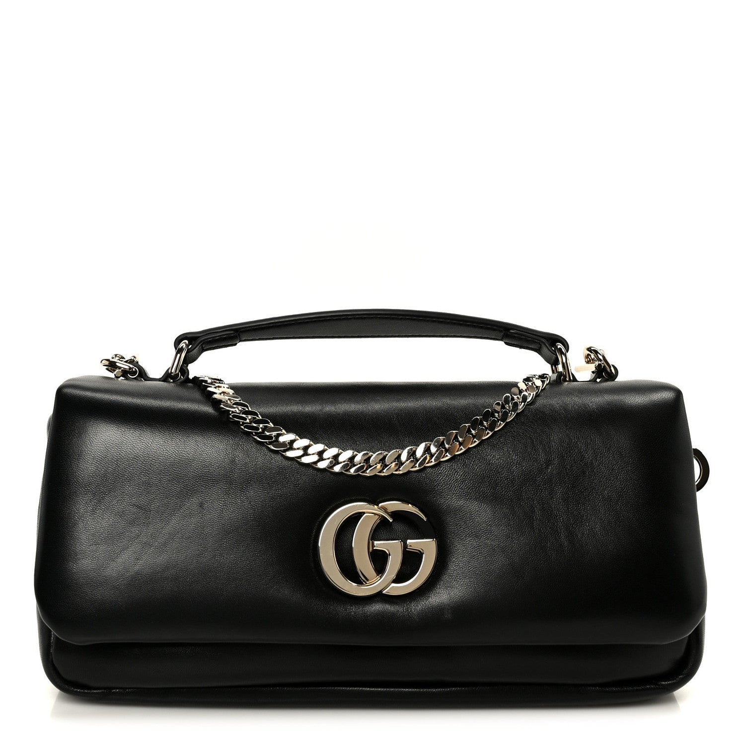 Gucci Lambskin Small GG Milano Top Handle Shoulder Bag Black 1 of 11