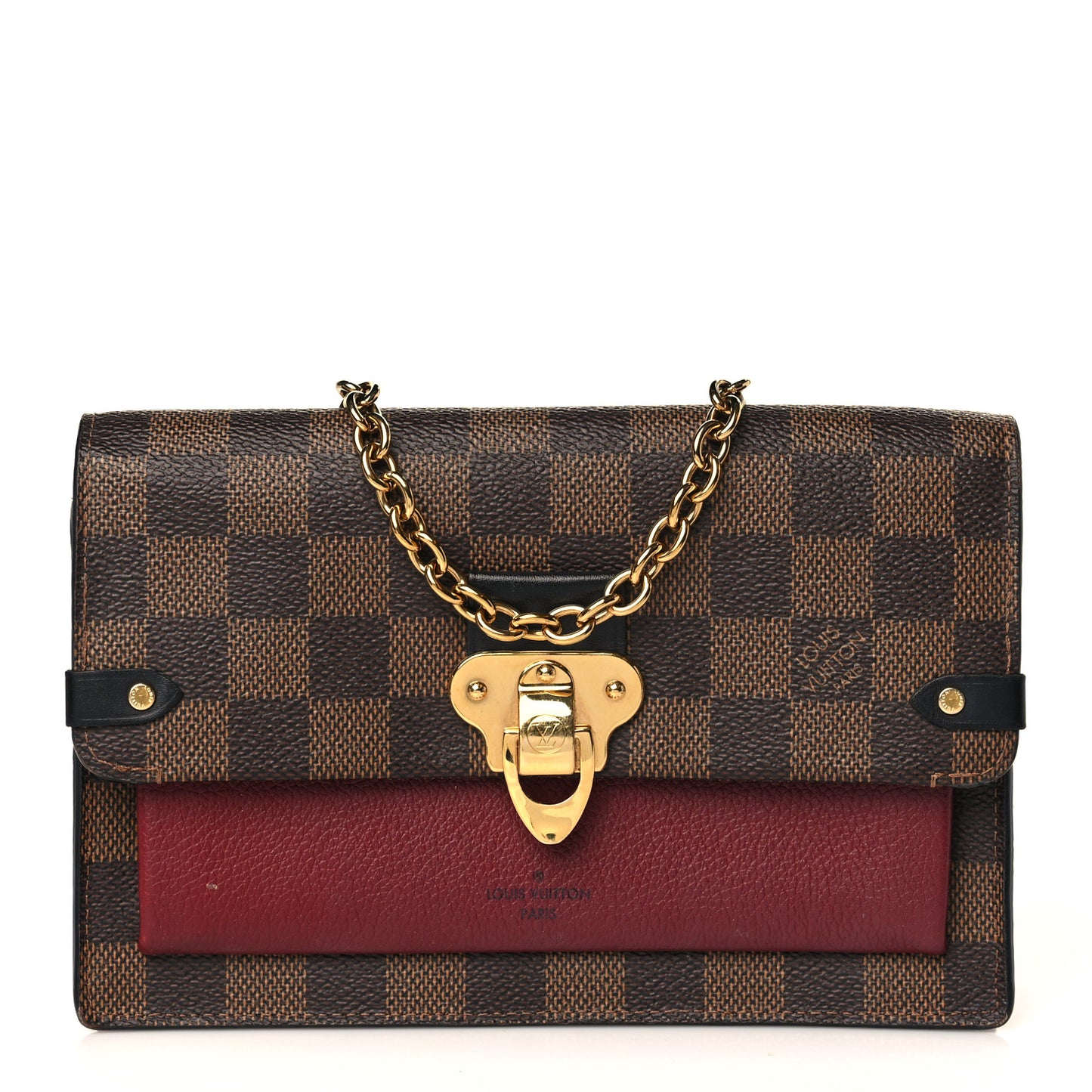Damier Ebene Vavin Chain Wallet Red