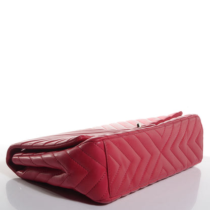 Chanel Lambskin Chevron Maxi Single Flap Dark Pink 4 of 7