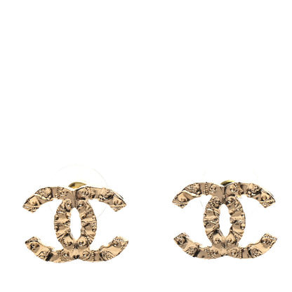 Chanel Metal Textured CC Earrings Gold 1 of 5