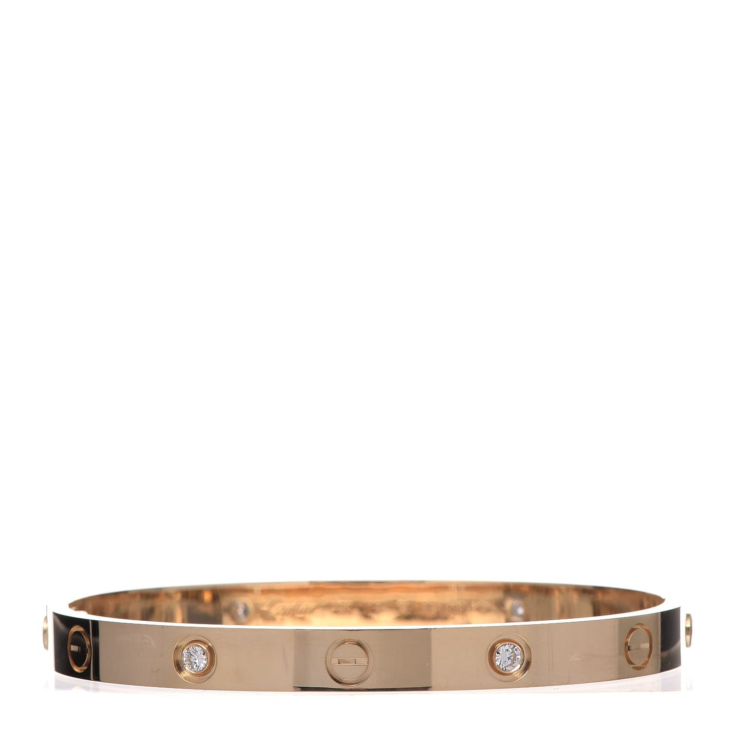 Cartier 18K Yellow Gold 4 Diamond LOVE Bracelet 18 1 of 5