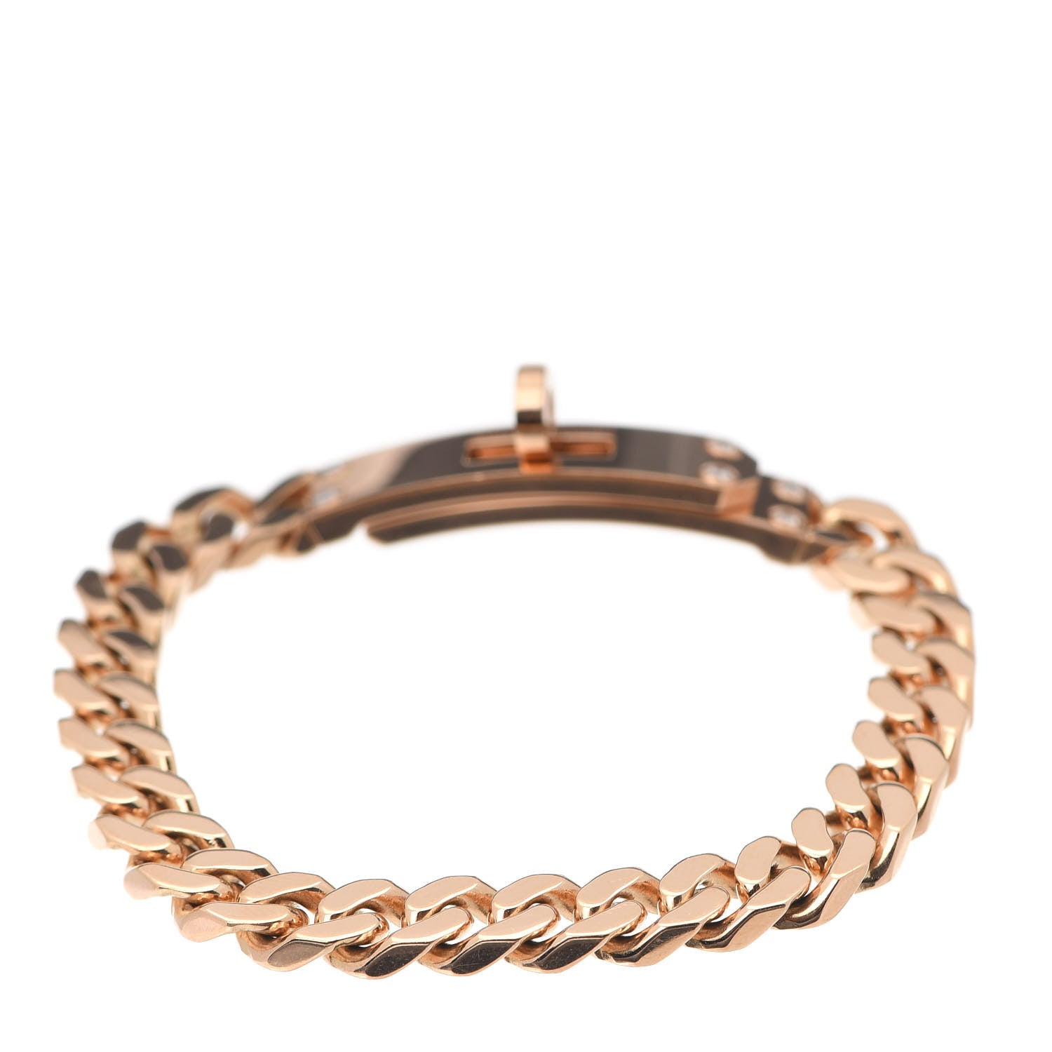 Hermes 18K Rose Gold Diamond PM Kelly Chaine Bracelet XS 3 of 5
