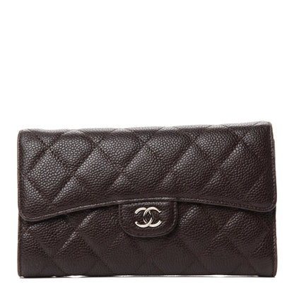 Chanel Caviar Quilted Large Flap Wallet Dark Brown 1 of 8