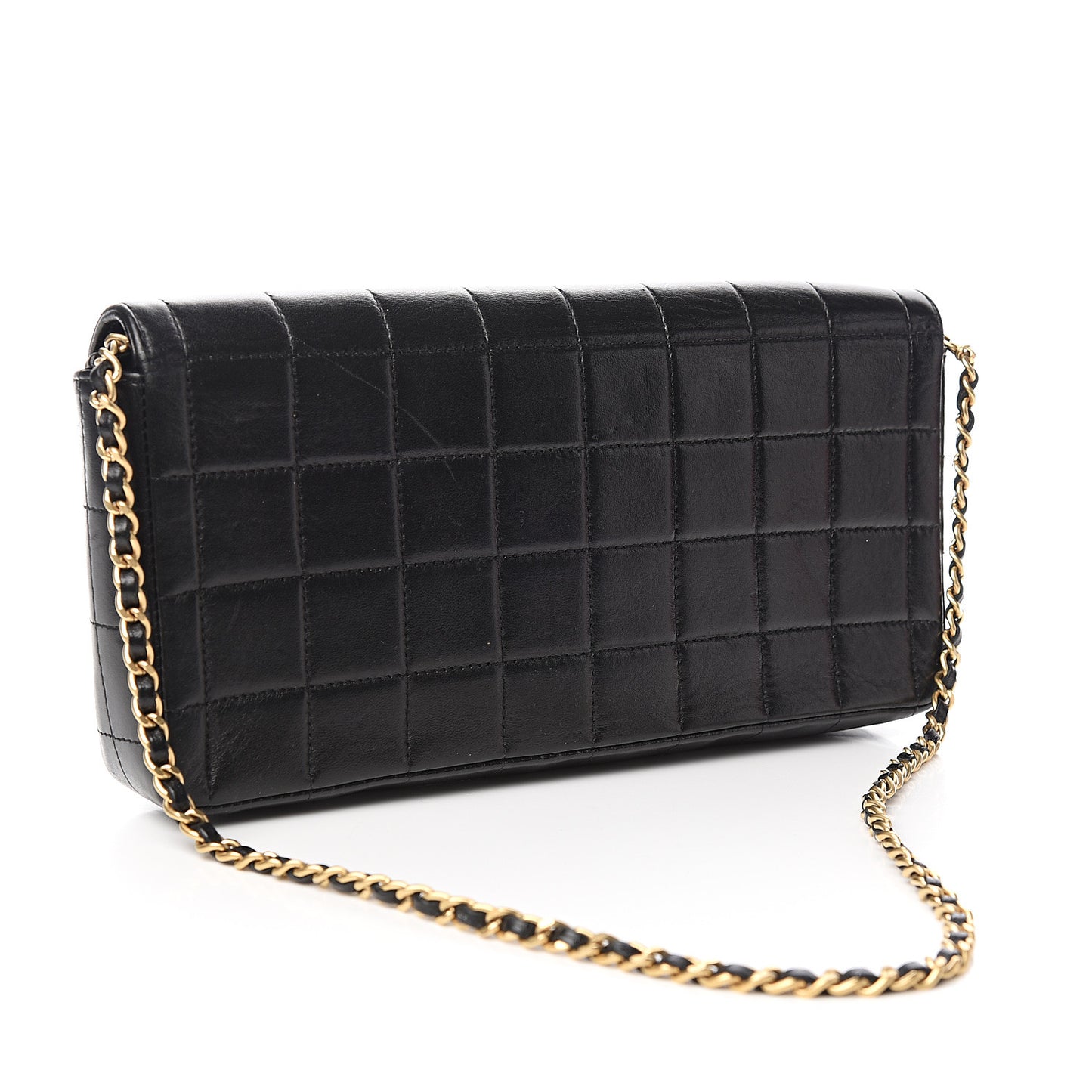 Lambskin East West Chocolate Bar Flap Black