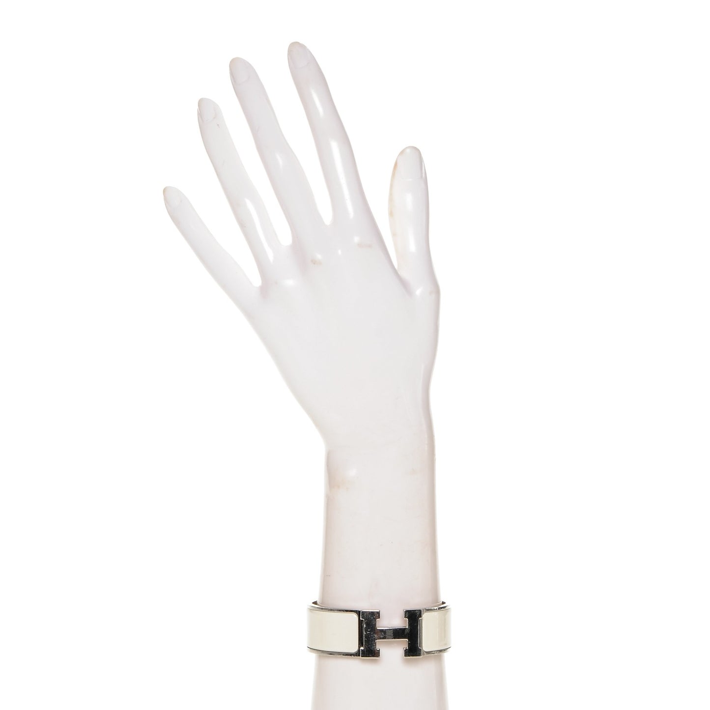 Enamel Wide Clic Clac H Bracelet PM White