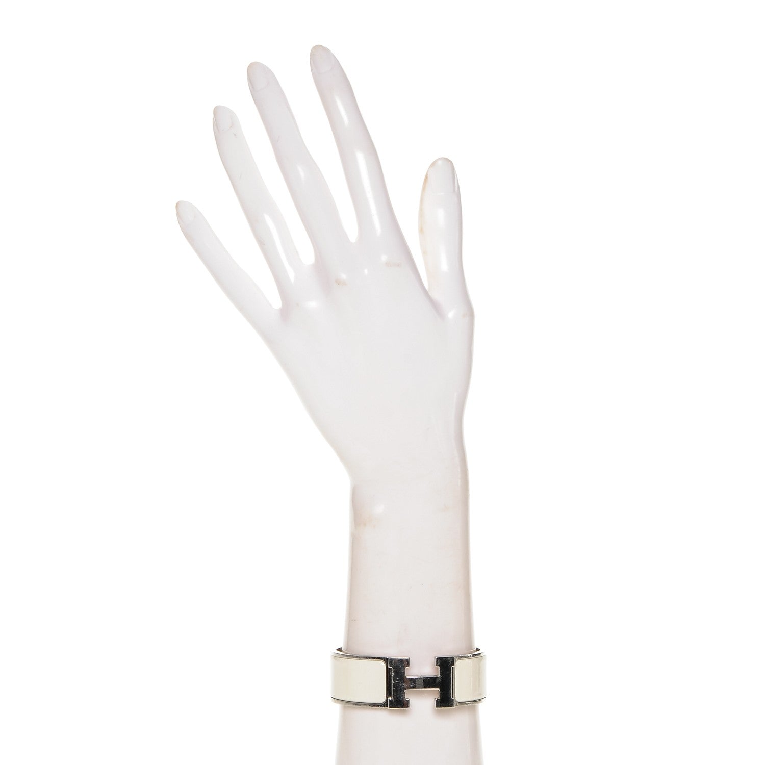 Hermes Enamel Wide Clic Clac H Bracelet PM White 2 of 5
