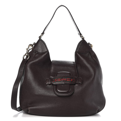 Gucci Calfskin Web Medium Dressage Hobo Coffee Brown 1 of 15