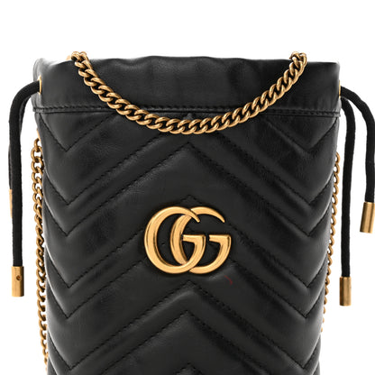 Gucci Calfskin Matelasse Mini GG Marmont 2.0 Bucket Bag Black 7 of 15