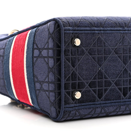 Christian Dior Velvet Cannage Medium Lady D-Lite Blue Red White 8 of 9