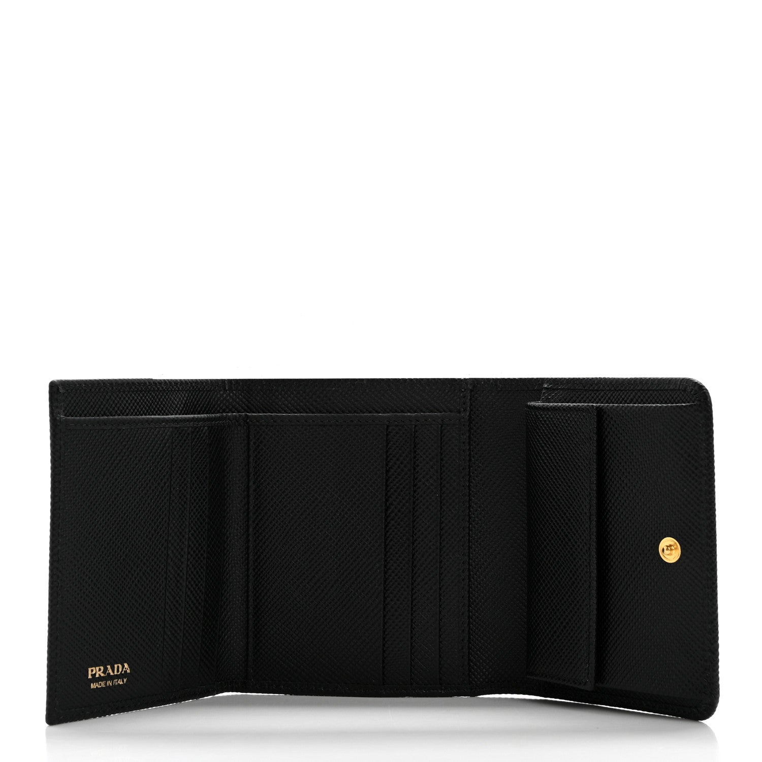 Prada Saffiano Cuir Metal Tri-Fold Wallet Black 5 of 9