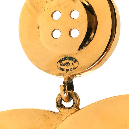 Chanel Metal Large Paris Button Earrings Gold 4 of 5