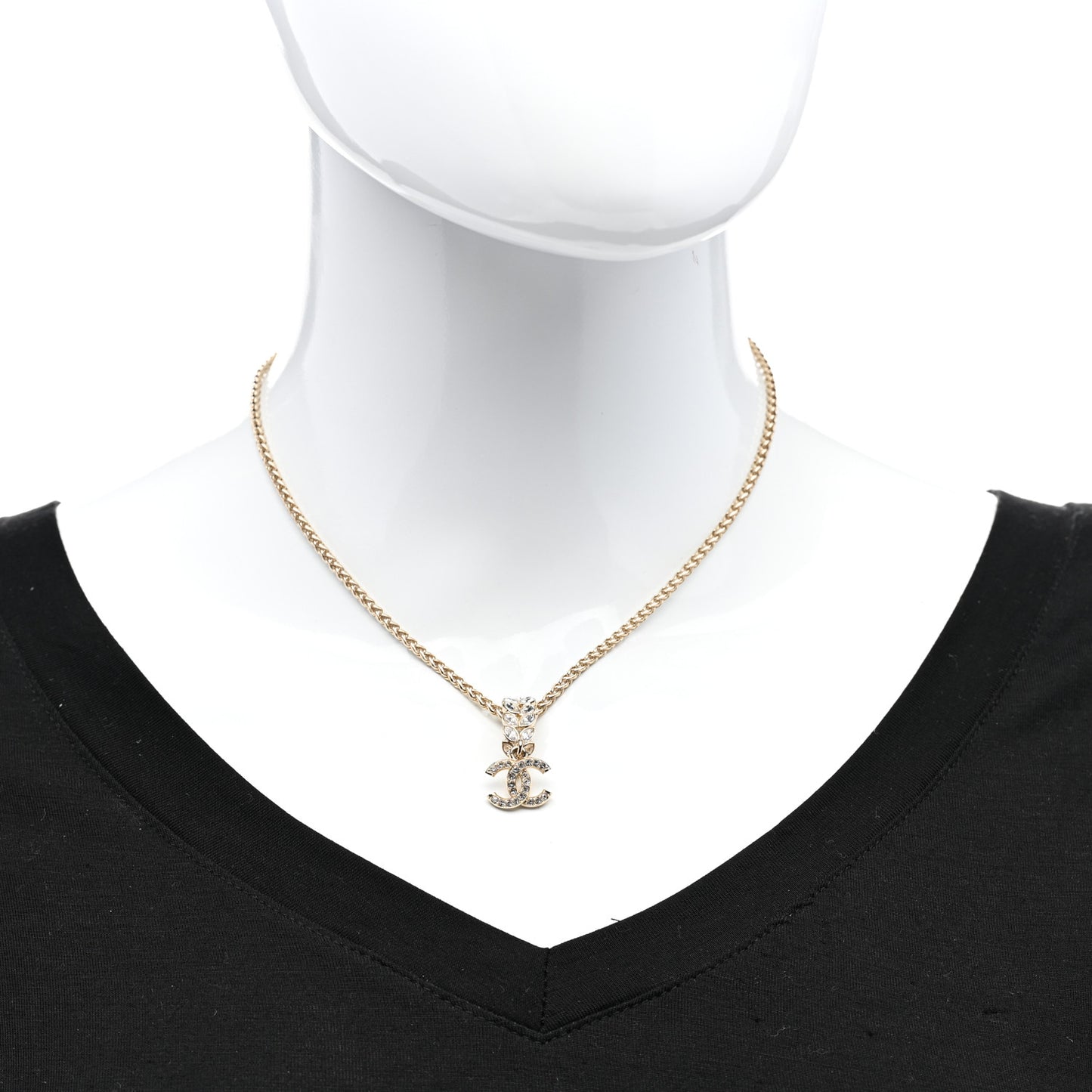 Crystal CC Pendant Necklace Gold