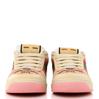 Gucci New GG Monogram Nubuck Web Crystal Embellished Womens Screener Sneakers 36.5 Camel Ebony Wild Rose 2 of 9