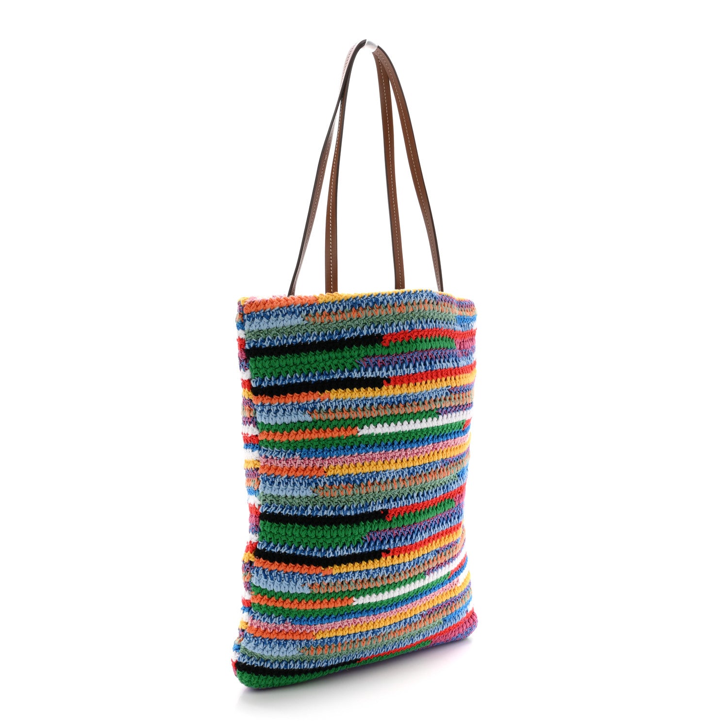 Miu Miu Cotton Crochet Stripe Vertical Tote Bag Multicolor 3 of 10