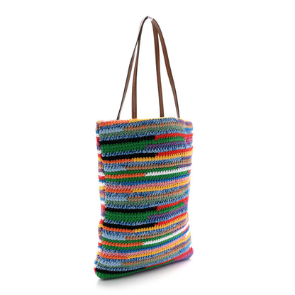 Miu Miu Cotton Crochet Stripe Vertical Tote Bag Multicolor 3 of 10