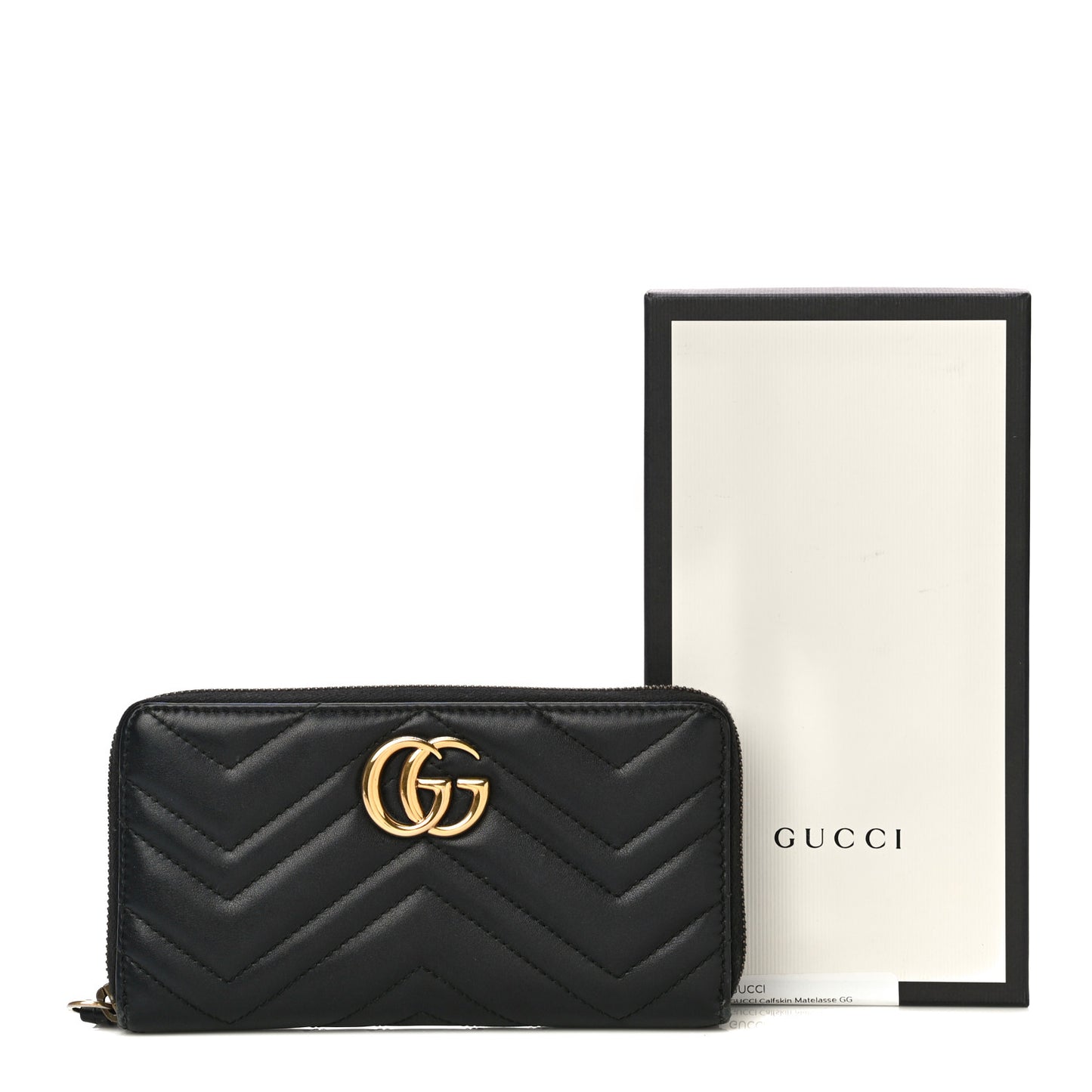 Calfskin Matelasse GG Marmont Zip Around Wallet Black