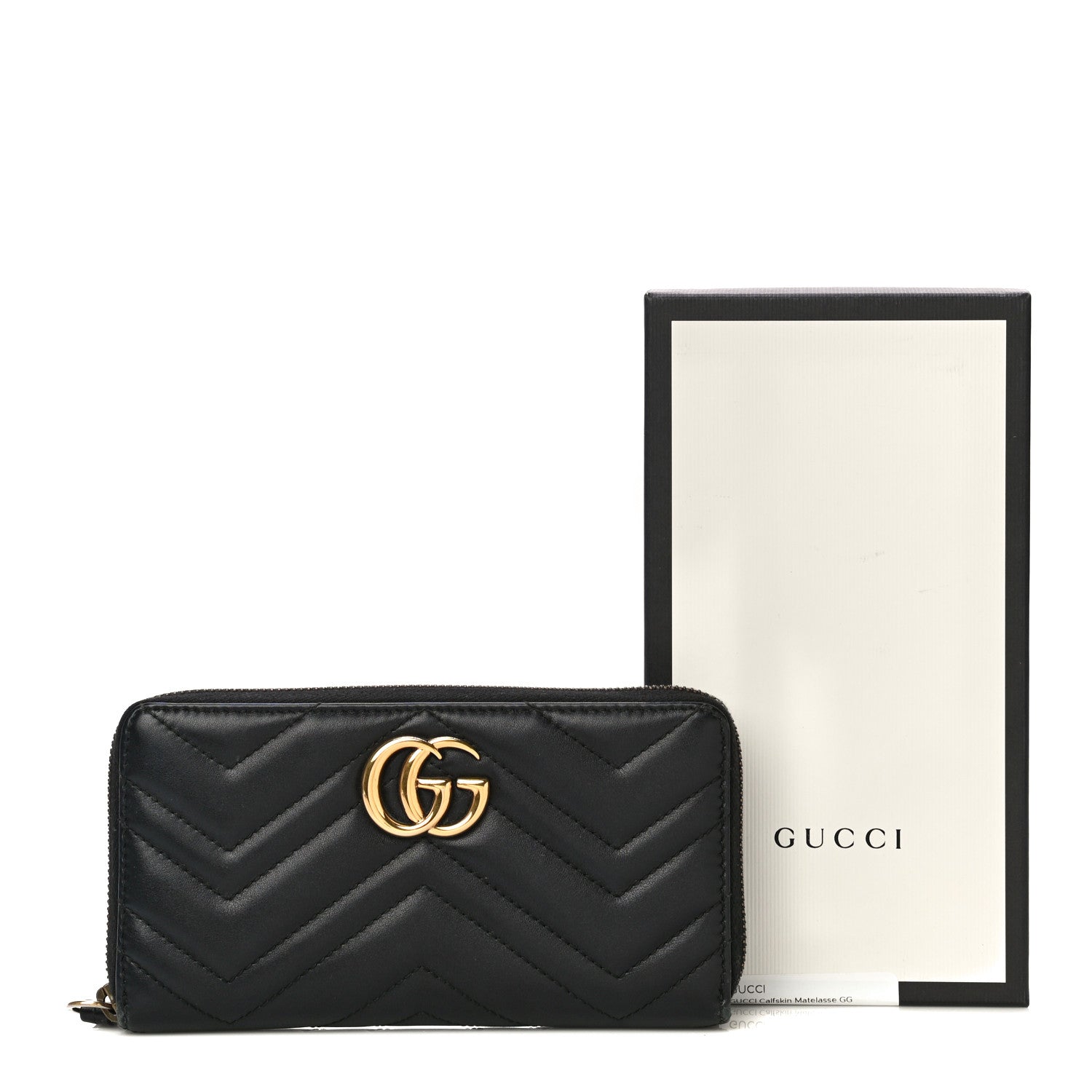 Gucci Calfskin Matelasse GG Marmont Zip Around Wallet Black 12 of 12