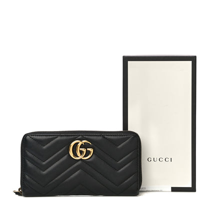 Gucci Calfskin Matelasse GG Marmont Zip Around Wallet Black 12 of 12