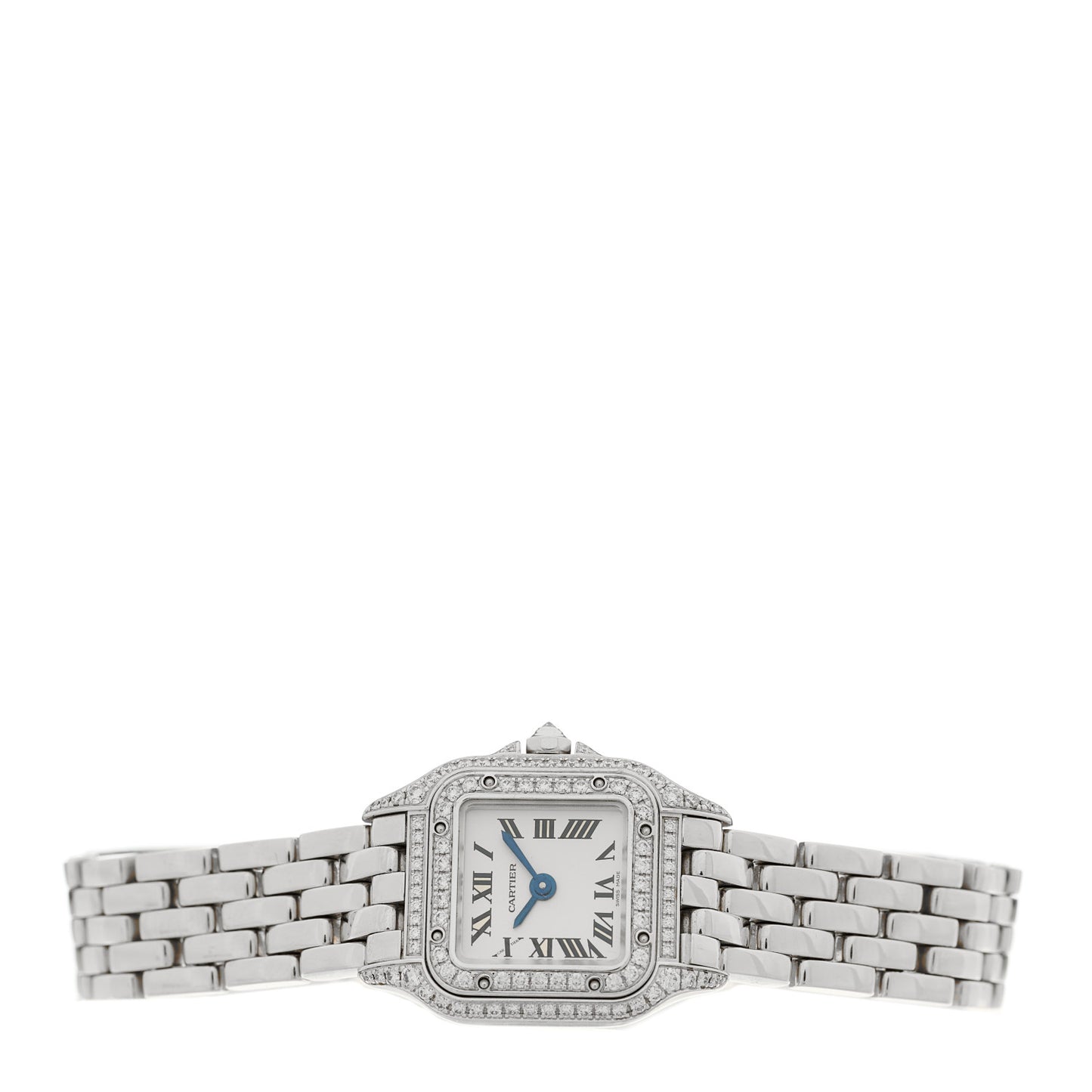 18K White Gold Diamond Bezel 21mm Double Row Panthere Quartz Watch