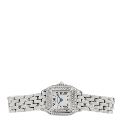 Cartier 18K White Gold Diamond Bezel 21mm Double Row Panthere Quartz Watch 2 of 5