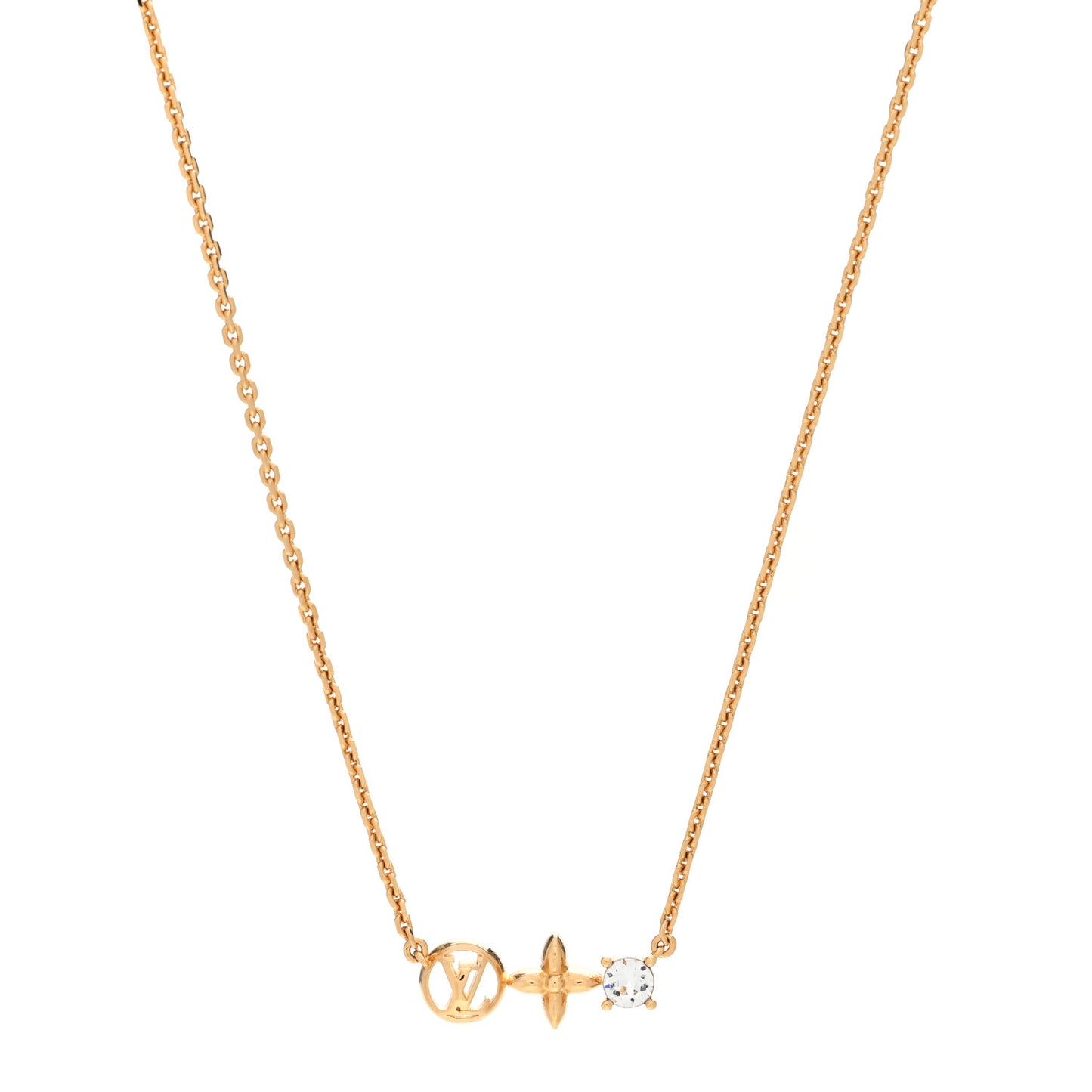 Metal Crystal Petite Louis Necklace Gold