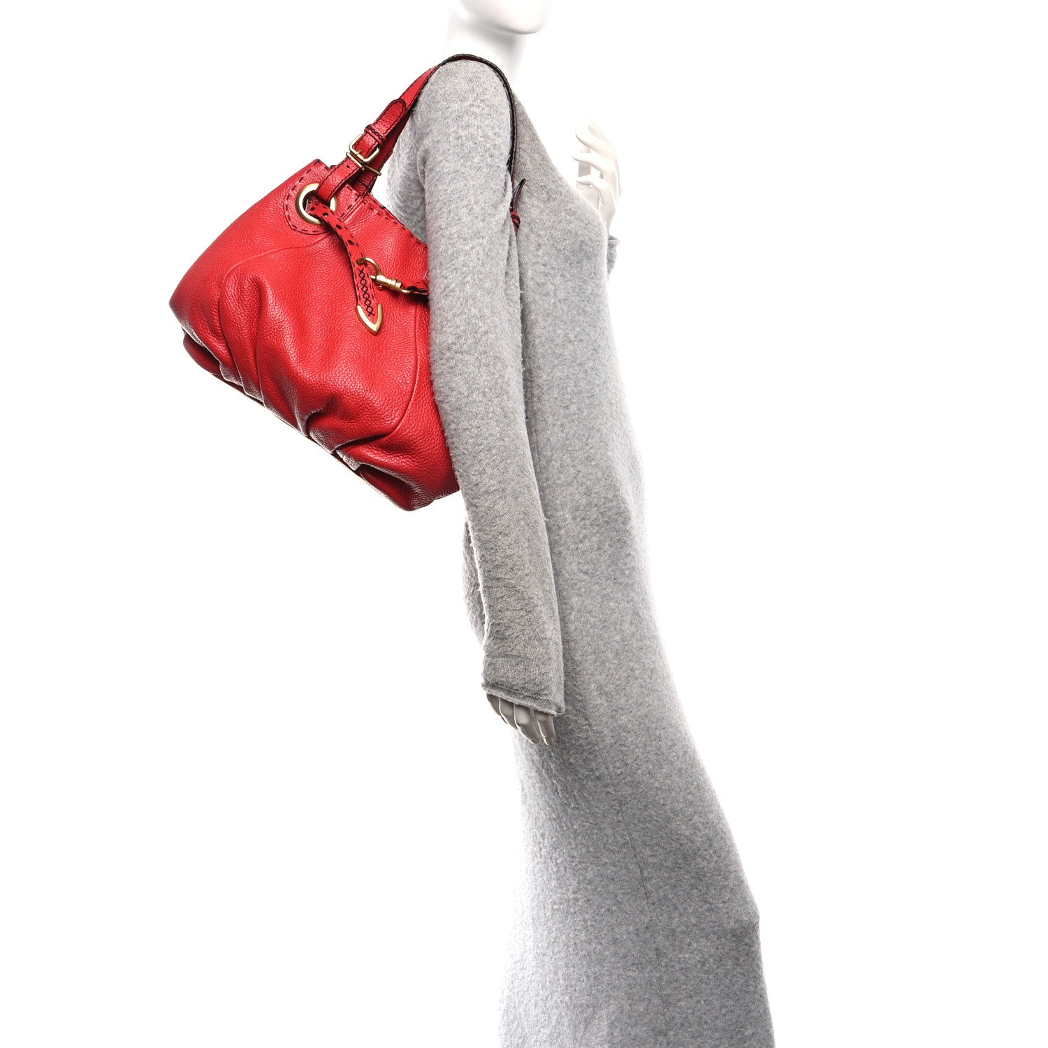 Fendi Cuoio Romano Selleria Pomodorino Tote Red 2 of 10