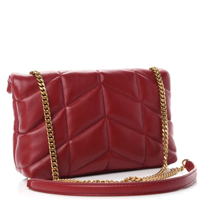 Saint Laurent Lambskin Quilted Toy Loulou Puffer Monogram Chain Satchel Red 3 of 12