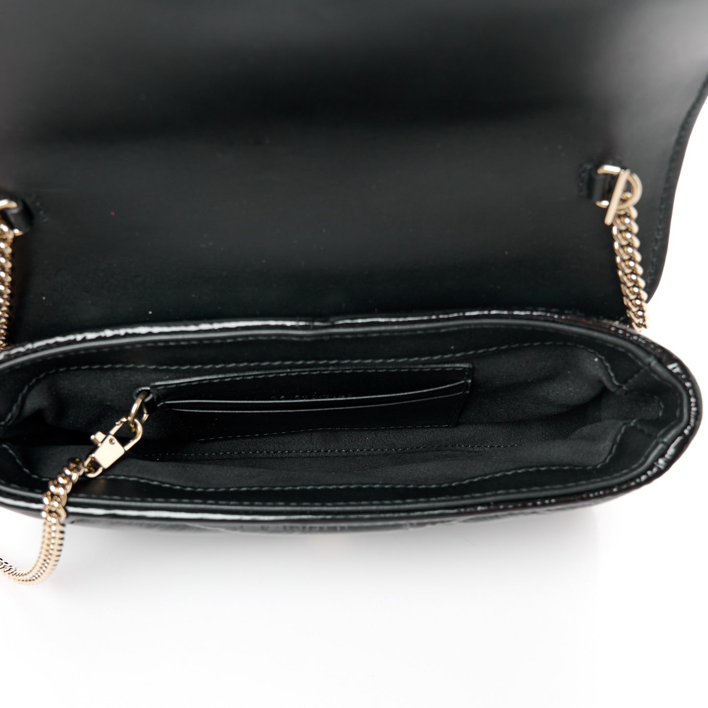 Patent Lambskin Matelasse Mini GG Marmont Shoulder Bag With Case Black