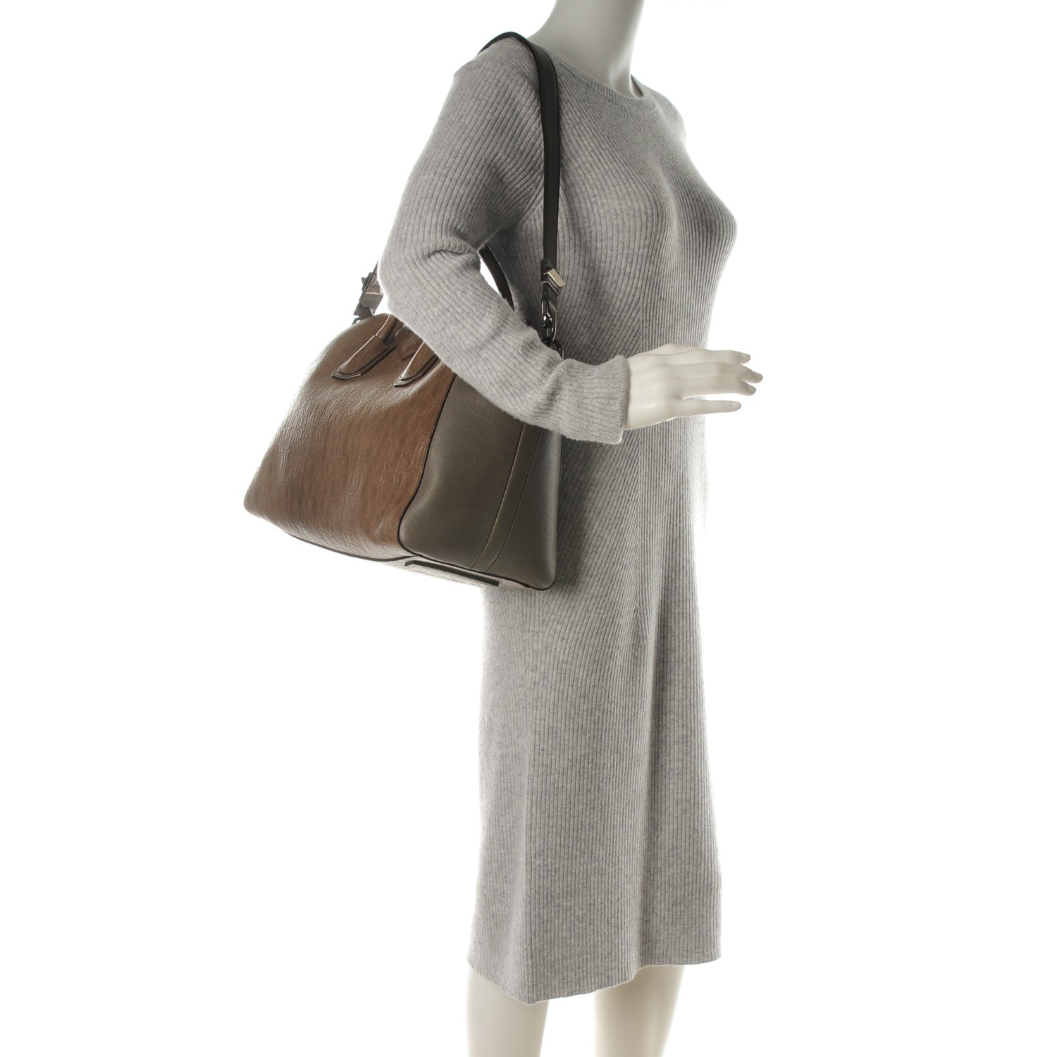 Givenchy Lambskin Crocodile Embossed Medium Antigona Grey 2 of 10