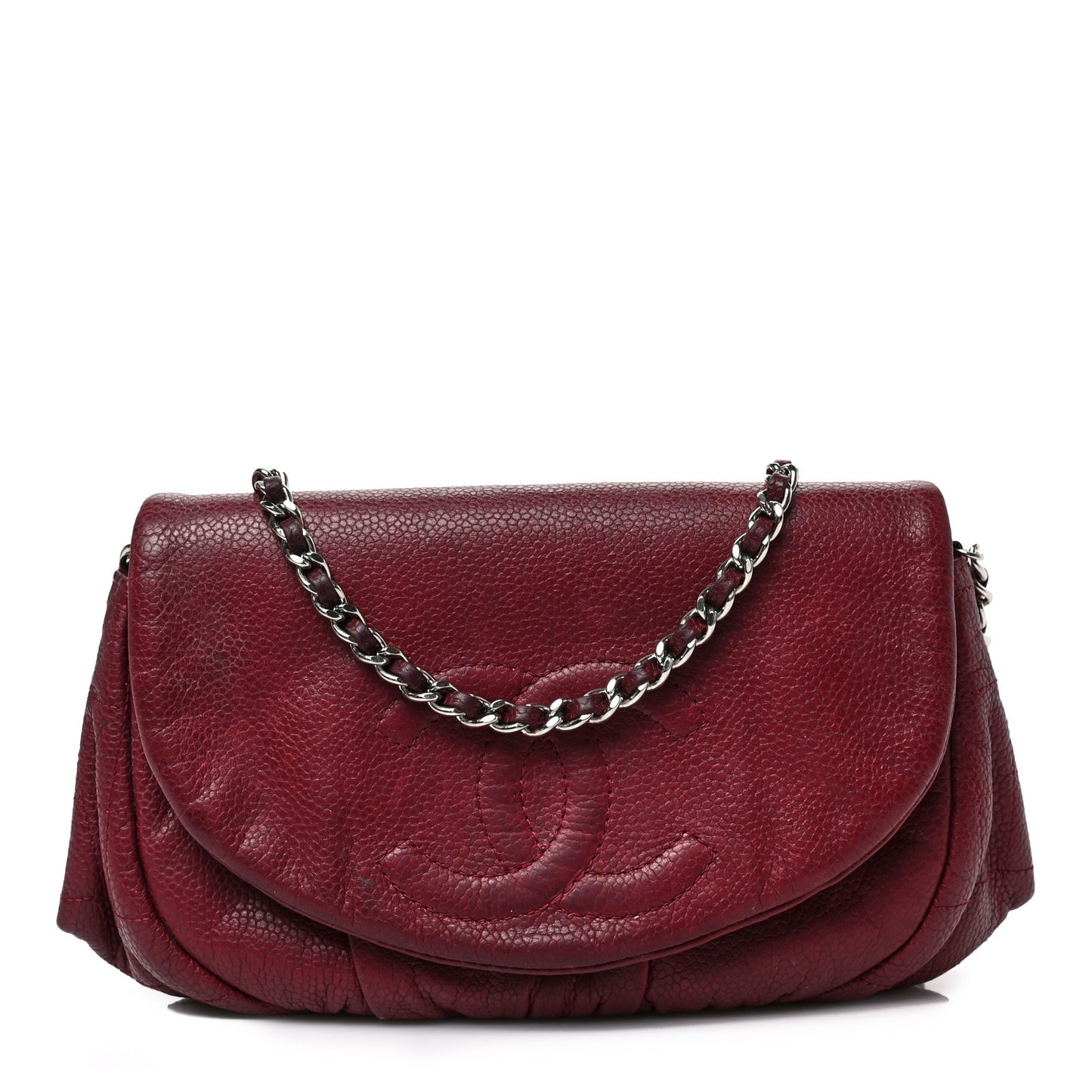 Caviar Half Moon Wallet On Chain WOC Burgundy