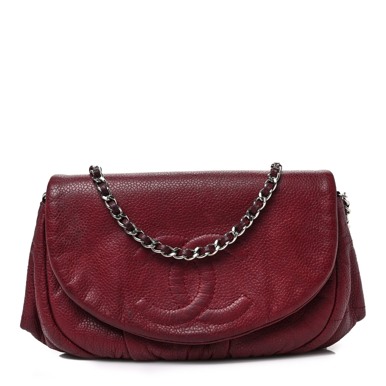 Chanel Caviar Half Moon Wallet On Chain WOC Burgundy 1 of 8