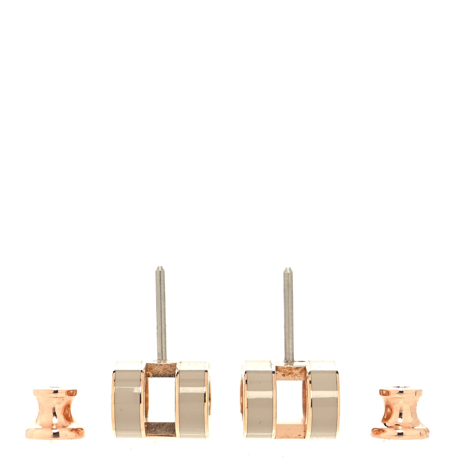 Hermes Gold Lacquered Pop H Earrings Marron Glace 3 of 4