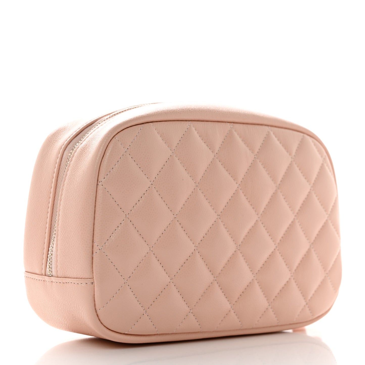 Caviar Quilted Medium Curvy Pouch Cosmetic Case Light Pink