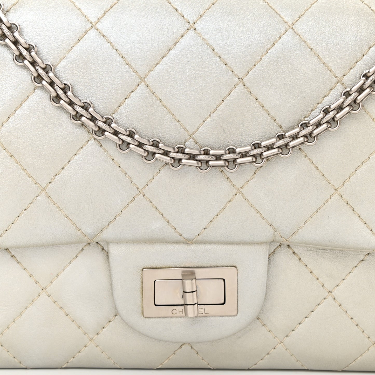 Metallic Lambskin Quilted 2.55 Reissue 227 Flap Silver