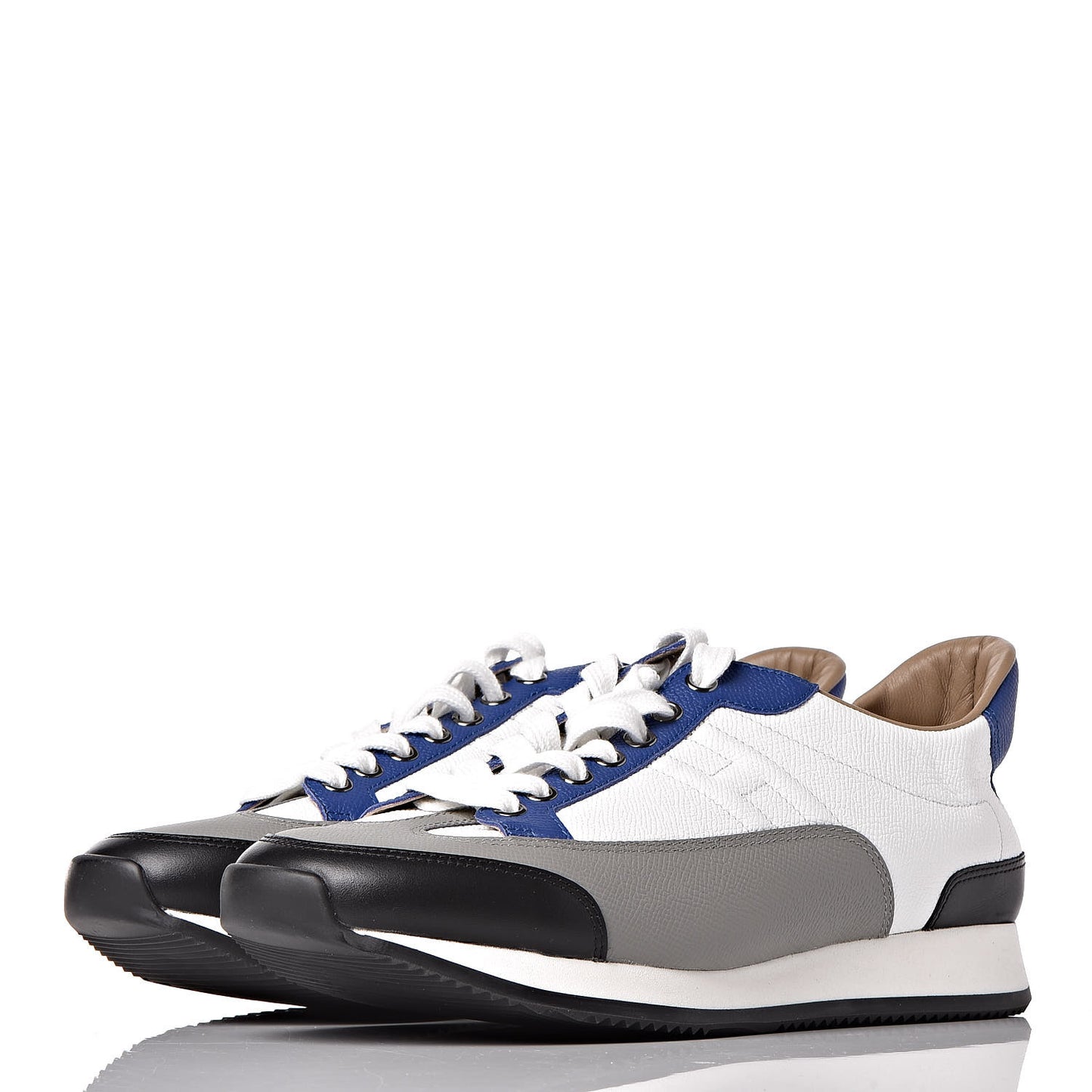Epsom Calfskin Mens Goal Sneakers 41 Multicolore Bleu Royal