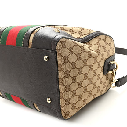 Gucci Monogram Vintage Web Medium Webby Bee Boston Dark Brown 10 of 11