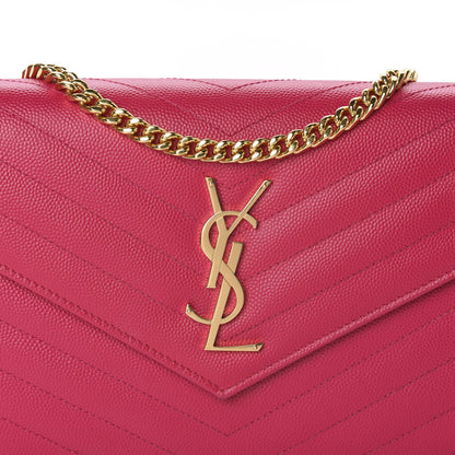 Saint Laurent Grain De Poudre Matelasse Chevron Monogram Chain Wallet Fresh Fuchsia 11 of 12